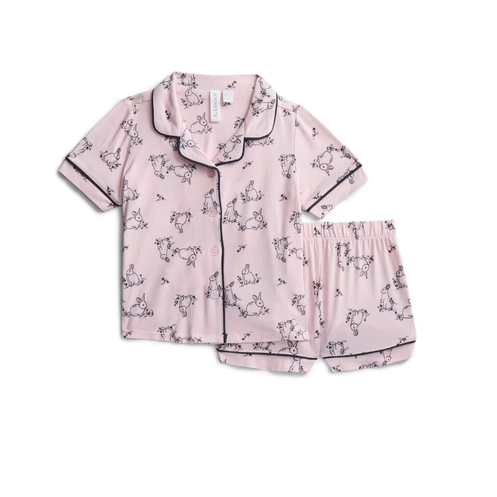 Joyspun Toddler Girls Notch Collar Pajama Set, 2-Piece